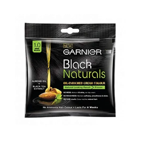 Garnier Black Naturals 1.0 Deep Black Oil-Enriched Cream Colour 20Ml + 20G