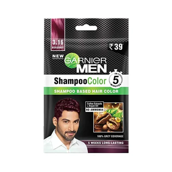 Garnier Men Shampoo Color Shampoo Based Hair Color 3.16 Burgundy 10Ml+10Ml
