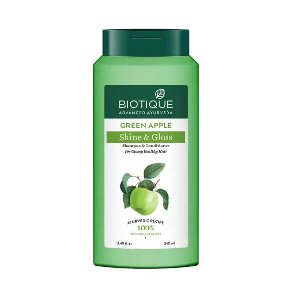 Biotique Advanced Ayurveda Green Apple Shine And Gloss Shampoo And Conditioner For Glossy Healthy Hair 340Ml
