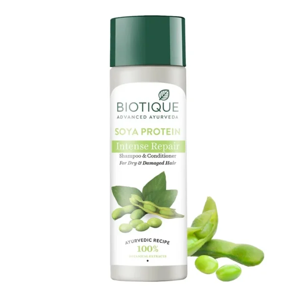 Biotique Advanced Ayurveda Soya Protein Intense Repair Shampoo And Conditioner For Dry And Damaged Hair 180Ml