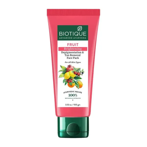 Biotique Advanced Ayurveda Fruit Brightening Depigmentation And Tan Removal Face Pack 100G.