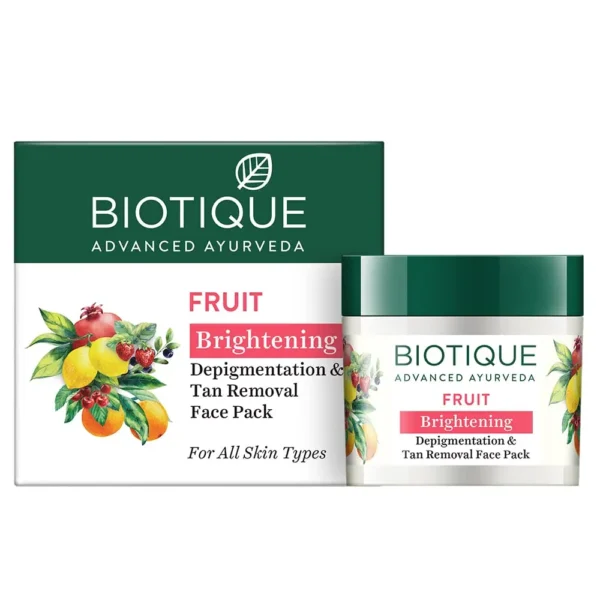 Biotique Advanced Ayurveda Fruit Brightening Depigmentation And Tan Removal Face Pack 75G.