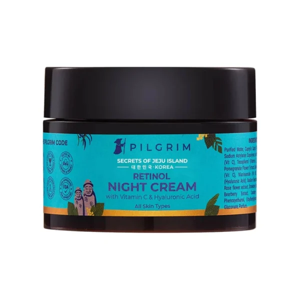 Pilgrim Secrets Of Jeju Island Retinol Night Cream With Vitamin C & Hyaluronic Acid All Skin Type 50G