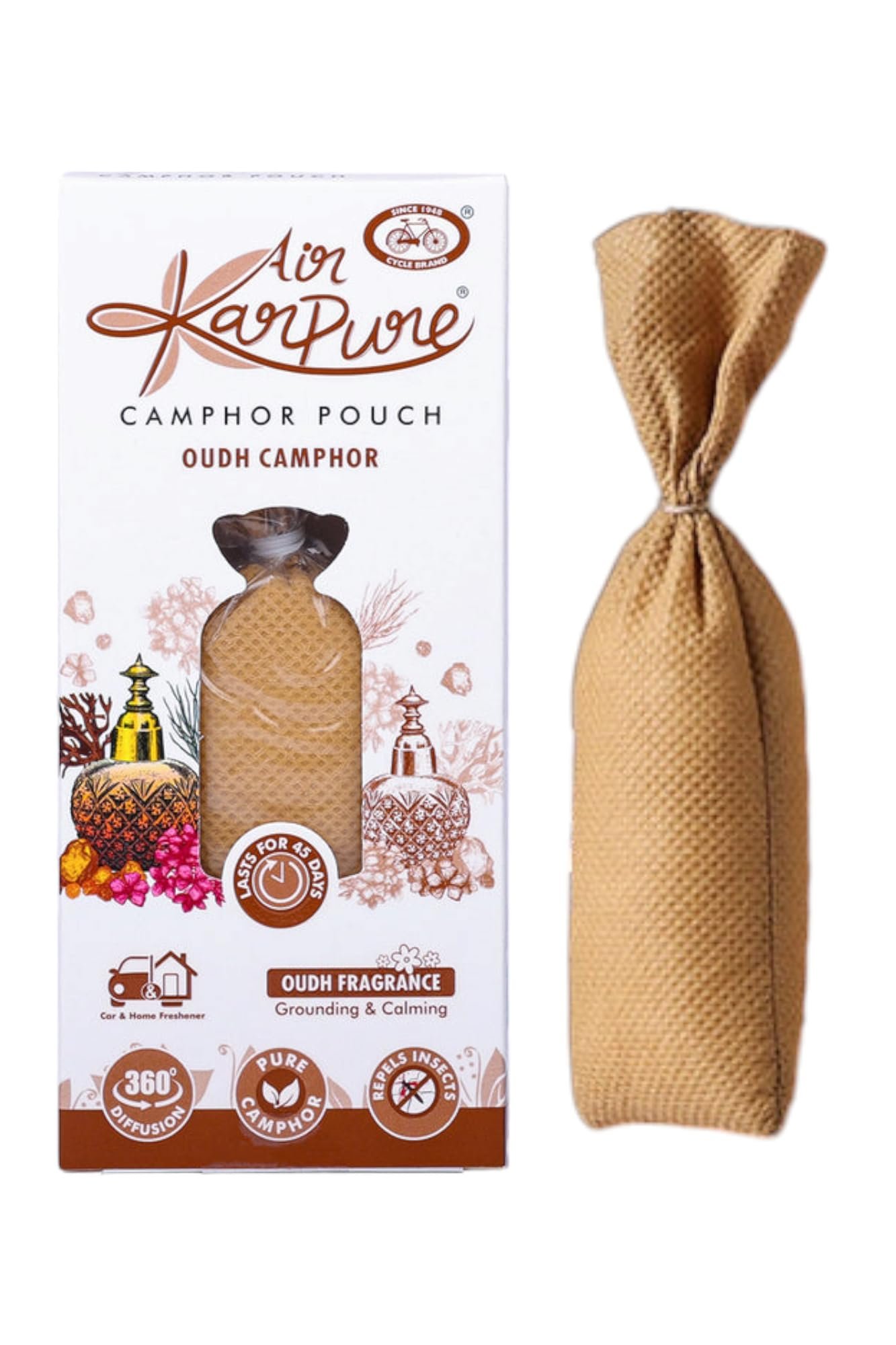 Air Karpure Camphor Pouch Oudh Camphor Oudh Fragrance Grounding & Calming 60Gm