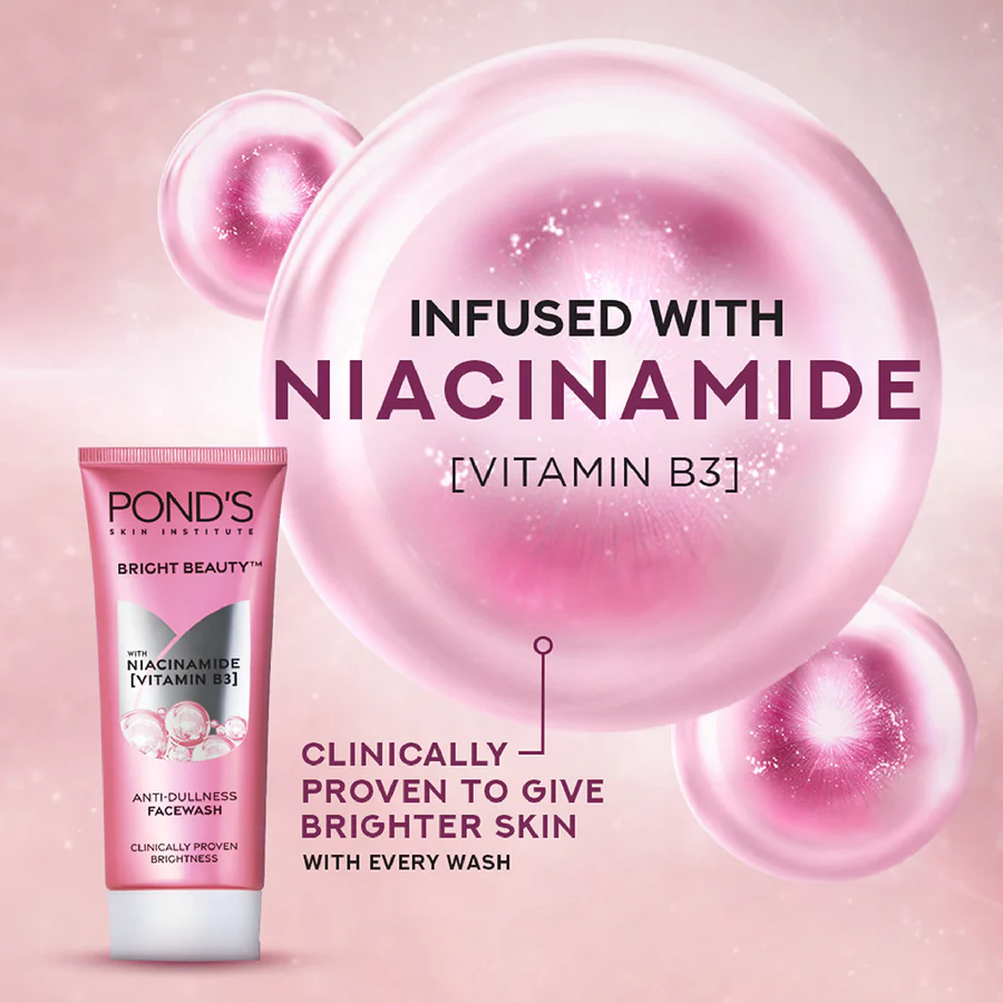 Pond's Bright Beauty with Niacinamide Vitamin B3 Anti-Dullness Face Wash 