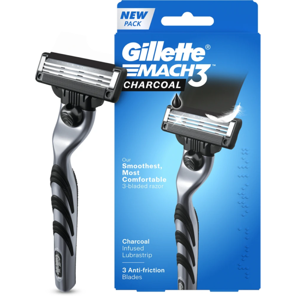 Gillette Mach3 Charchoal 3 Anti- Friction Blades 1N