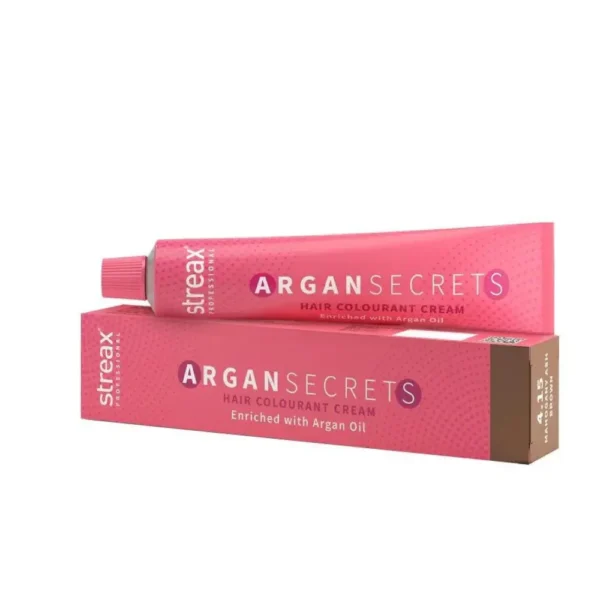 Streax Professional Argan Secrets Hair Colourant Cream Enriched With Argan Oil 4.15 Mahogany Ash Brown Mix 1:1 Colourant : Developer 60G